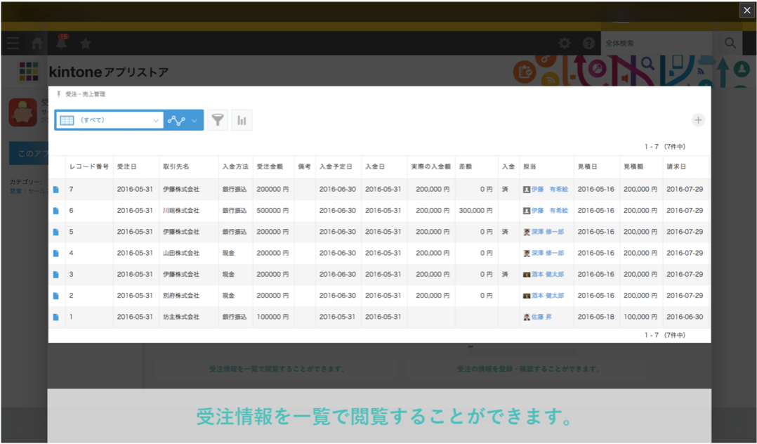 営業&セールス部門│受注・売上管理アプリ